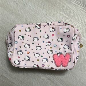 Stoney Clover Lane Pink Hello Kitty Heart Print Kids Pouch with Fuzzy W